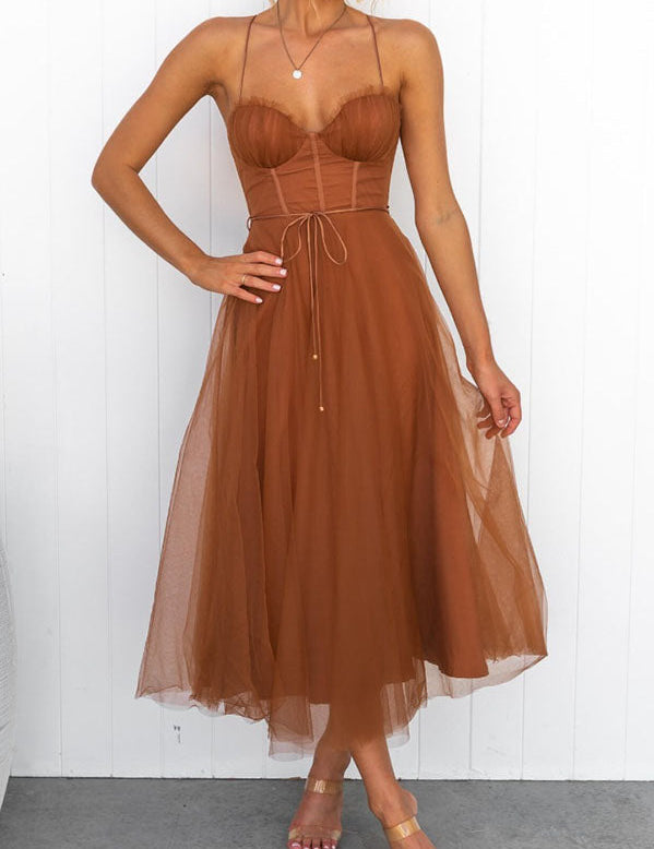 Vestido largo elegante para mujer con escote en V y silueta fluida