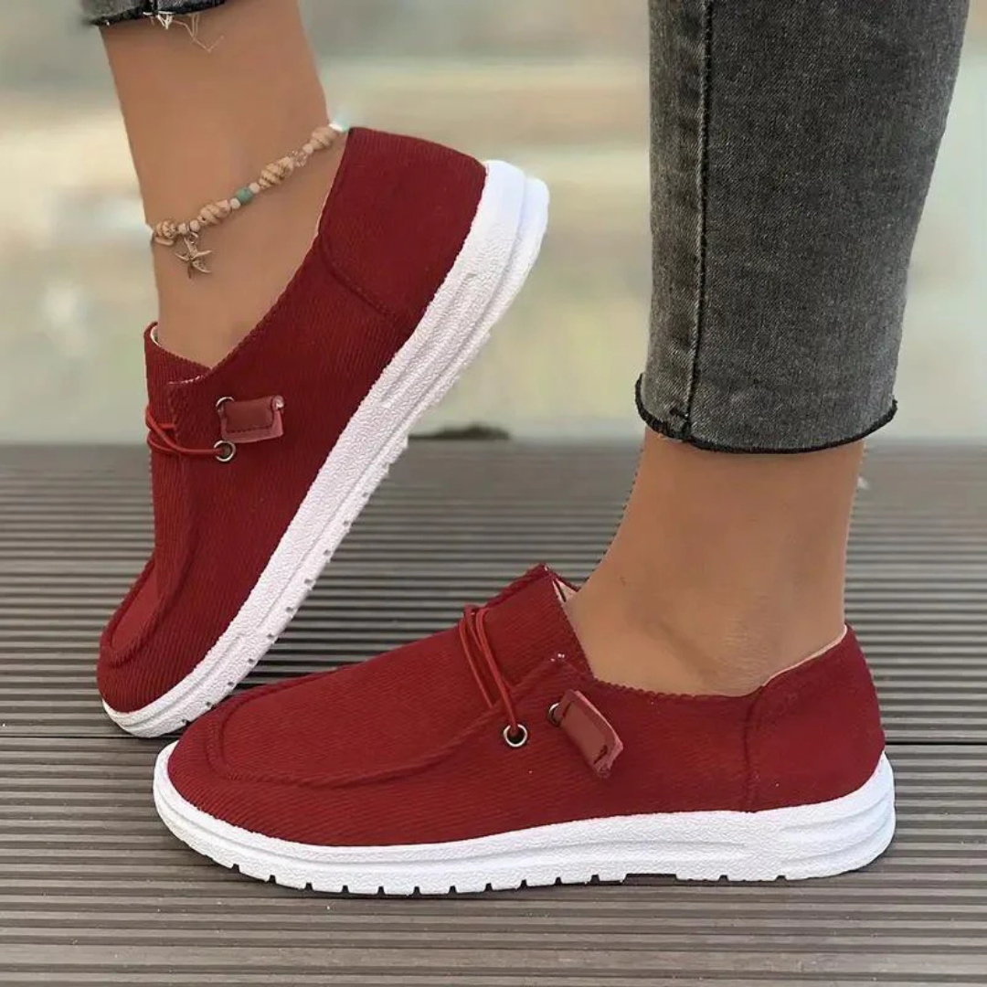 Zapatos casuales sin cordones para mujer con parte superior de punto suave y suela plana