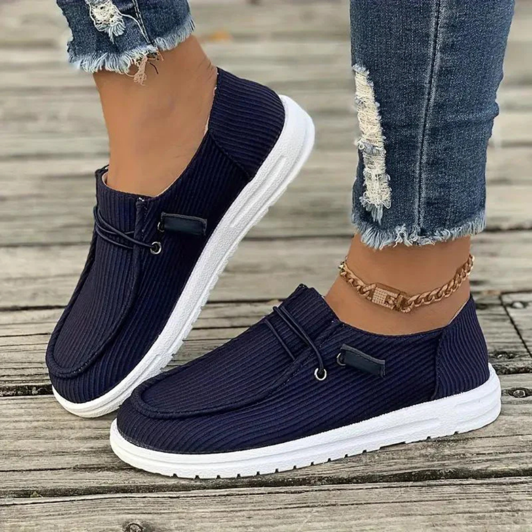 Zapatos casuales sin cordones para mujer con parte superior de punto suave y suela plana