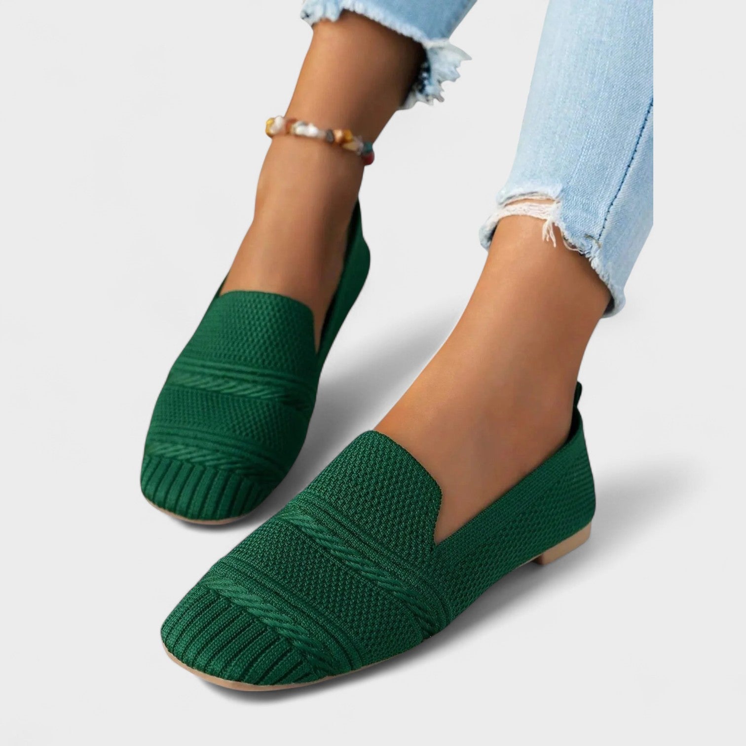 Zapatos casuales de punto para mujer con diseño sin cordones