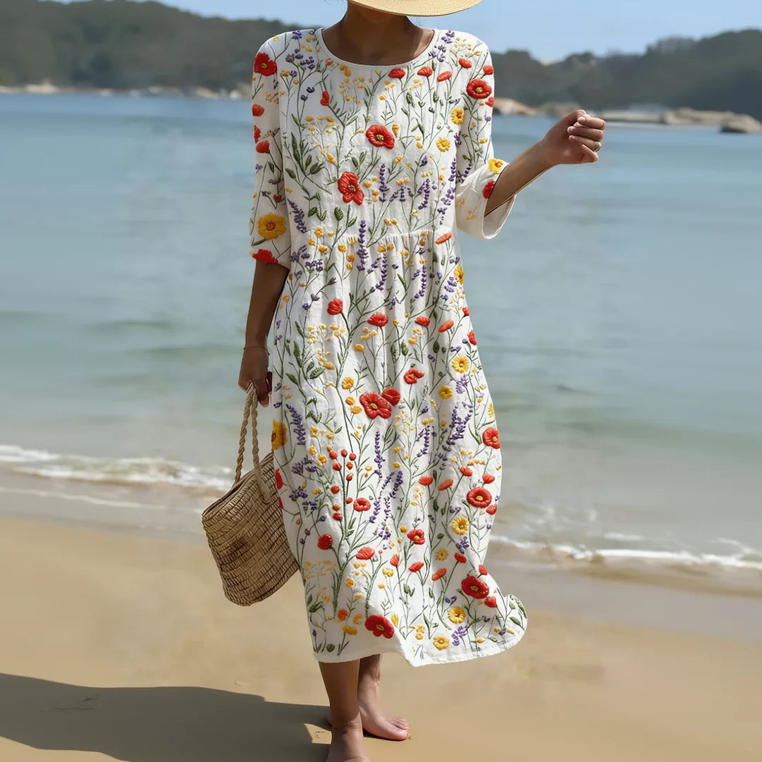 Nuria – Vestido de mujer con bordados florales
