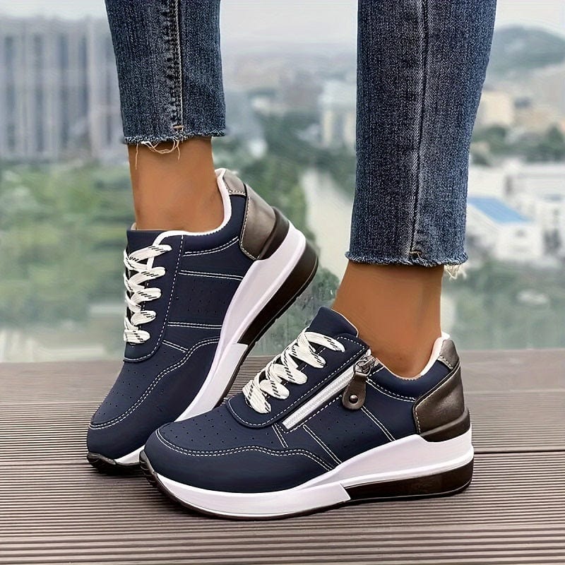 Zapatillas de plataforma con soporte para mujer con diseño de cremallera y cordones