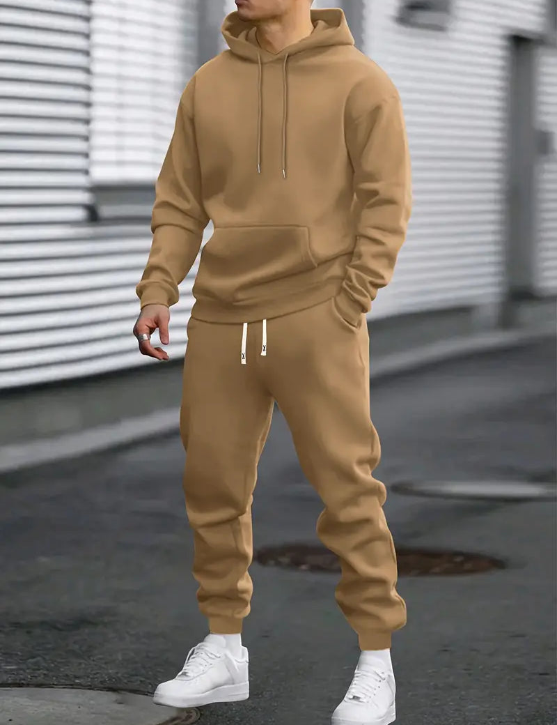 Conjunto deportivo de dos piezas para hombre con sudadera con capucha y pantalones deportivos