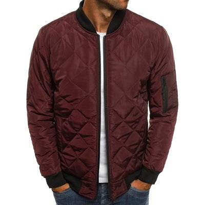 Chaqueta bomber acolchada para hombre con costuras ligeras de diamante