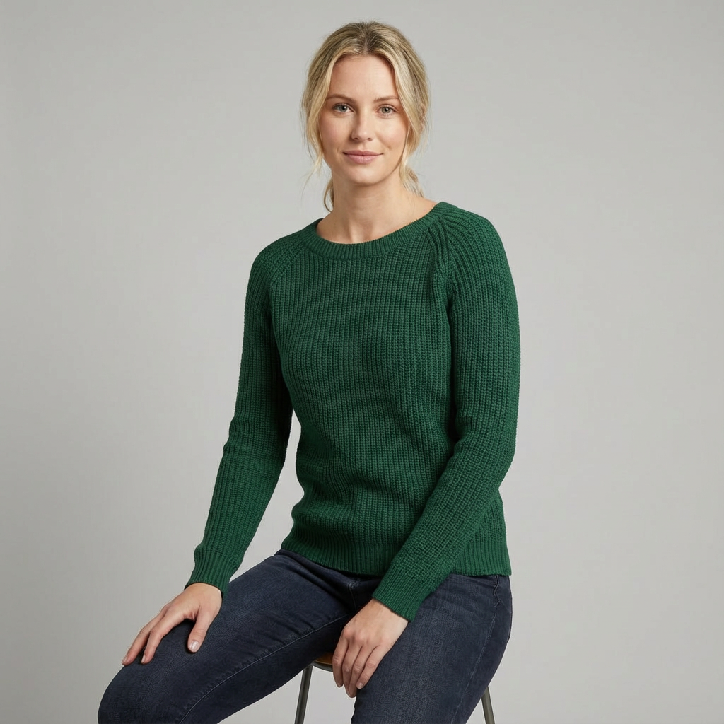 Jersey de punto holgado con cuello alto y mangas largas para mujer