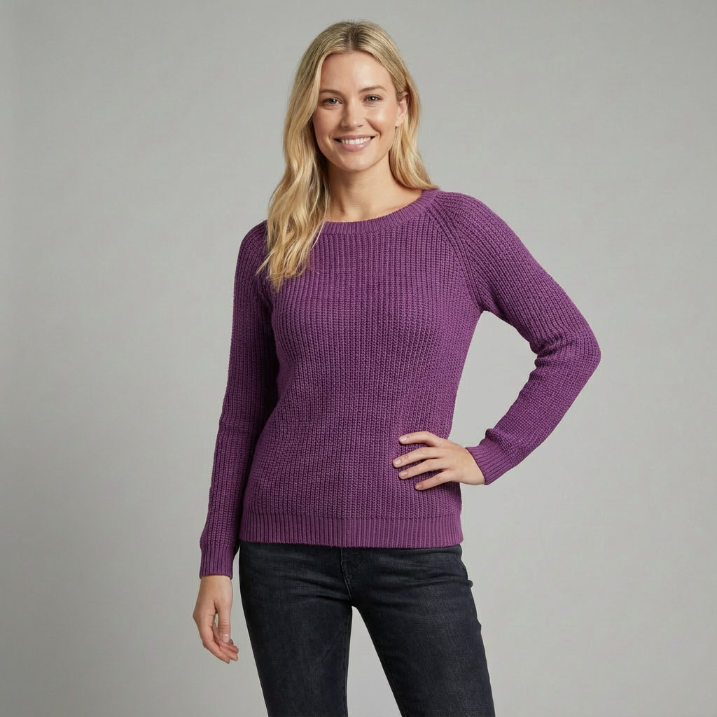 Jersey de punto holgado con cuello alto y mangas largas para mujer