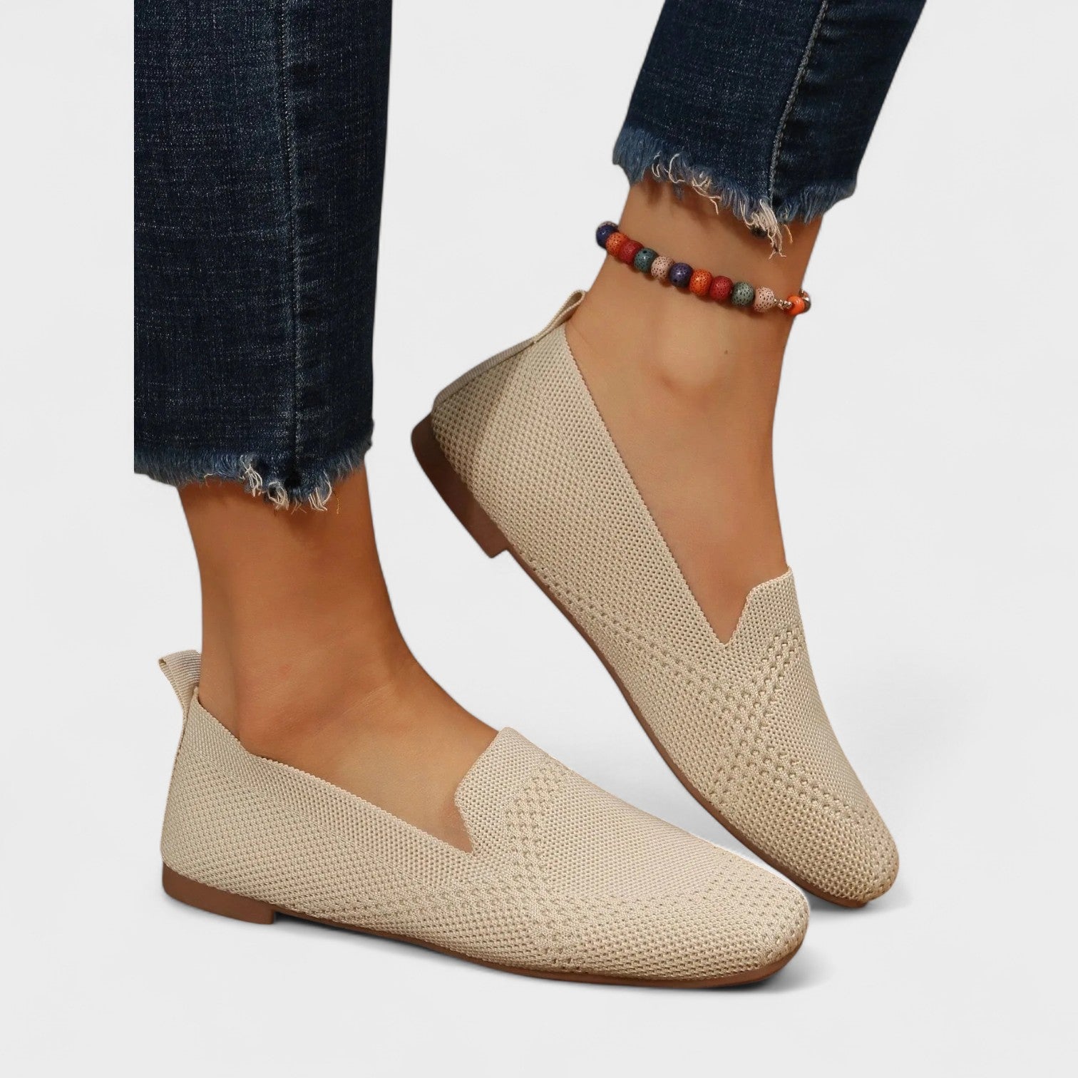 Zapatos casuales de punto para mujer con diseño sin cordones