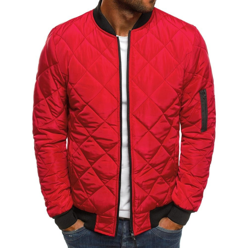 Chaqueta bomber acolchada para hombre con costuras ligeras de diamante