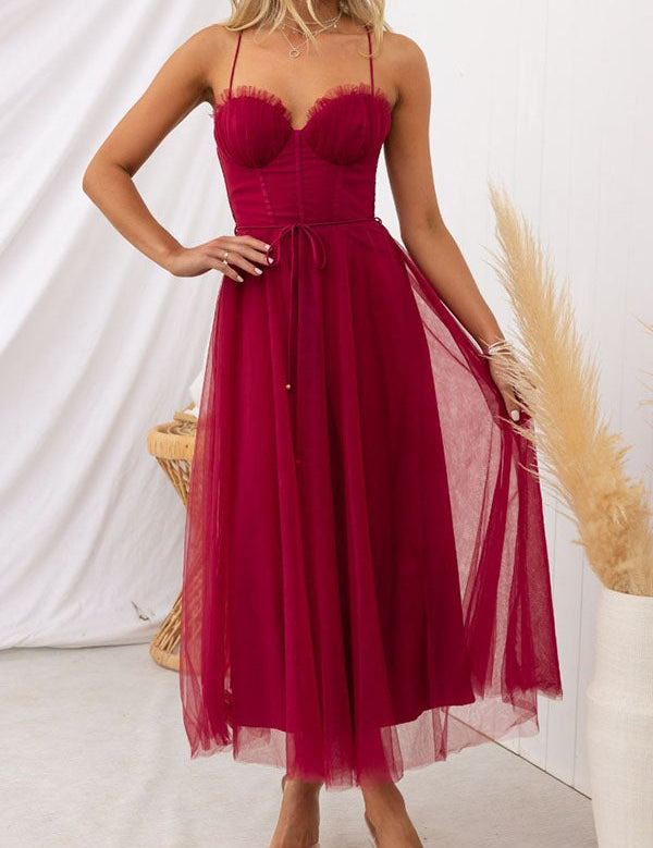 Vestido largo elegante para mujer con escote en V y silueta fluida