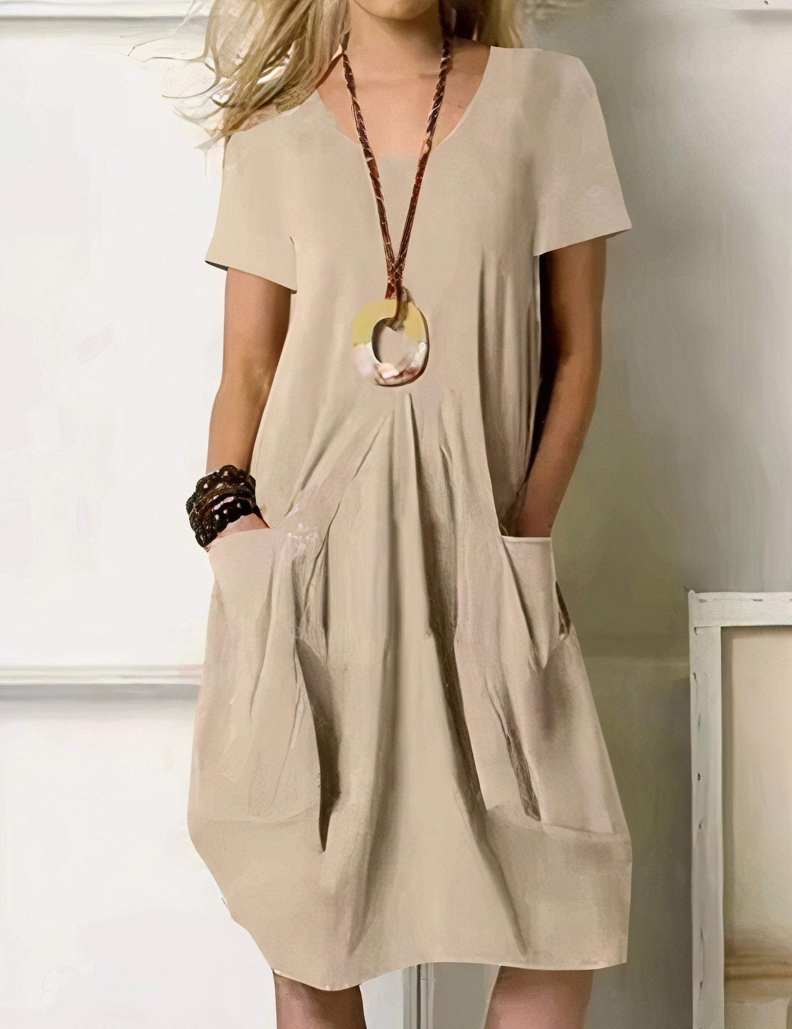 Vestido casual con bolsillos para mujer