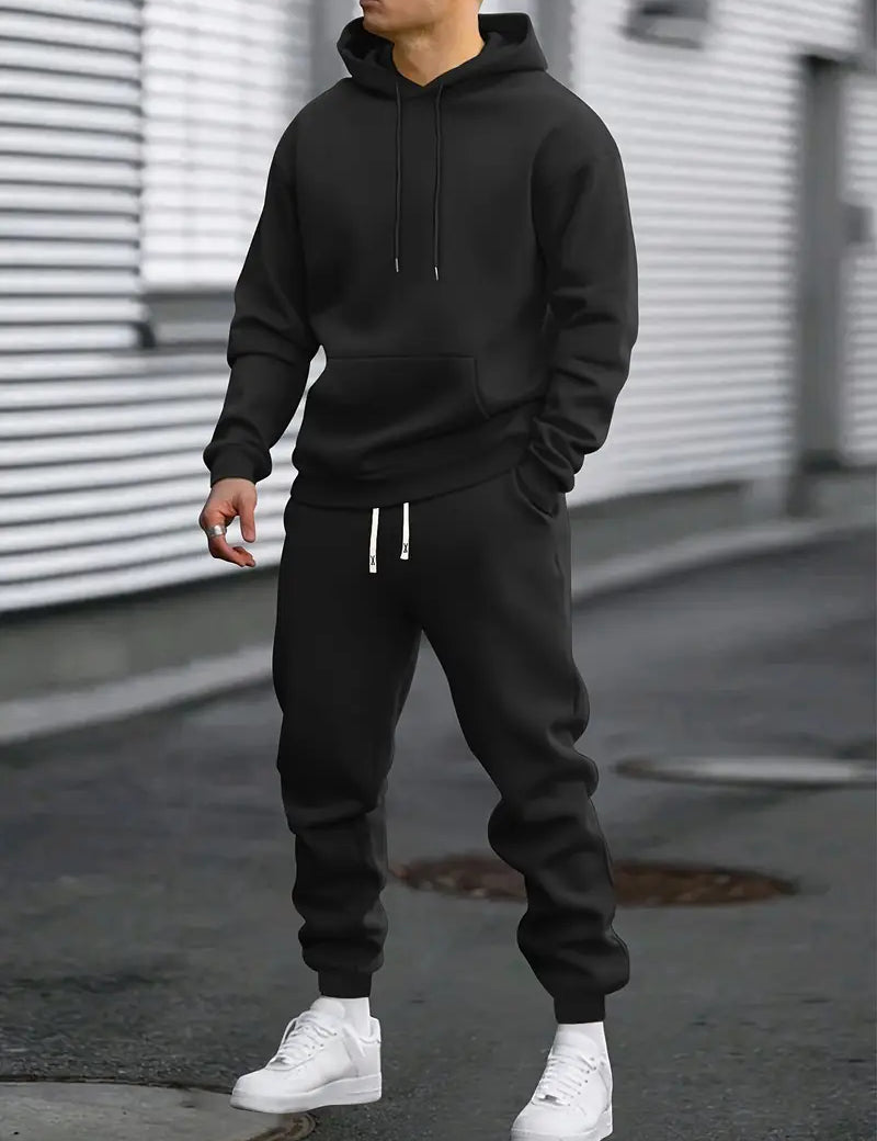 Conjunto deportivo de dos piezas para hombre con sudadera con capucha y pantalones deportivos