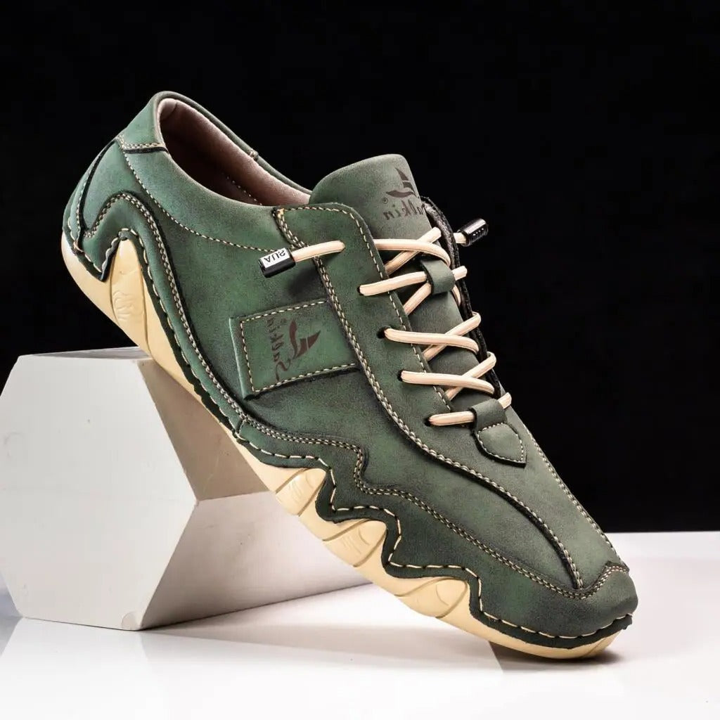 Zapatos casuales con cordones para hombre con costuras en contraste y suela curva