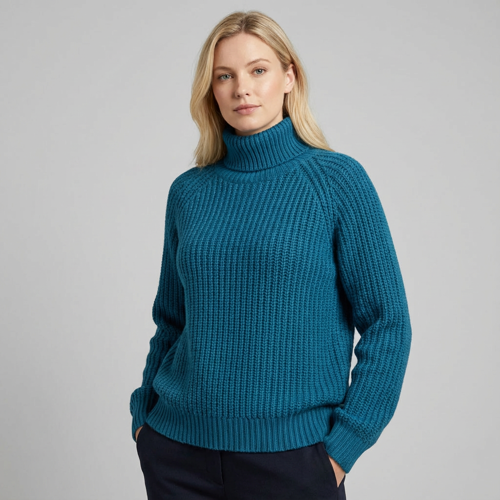 Jersey de cuello alto de punto para mujer con corte relajado