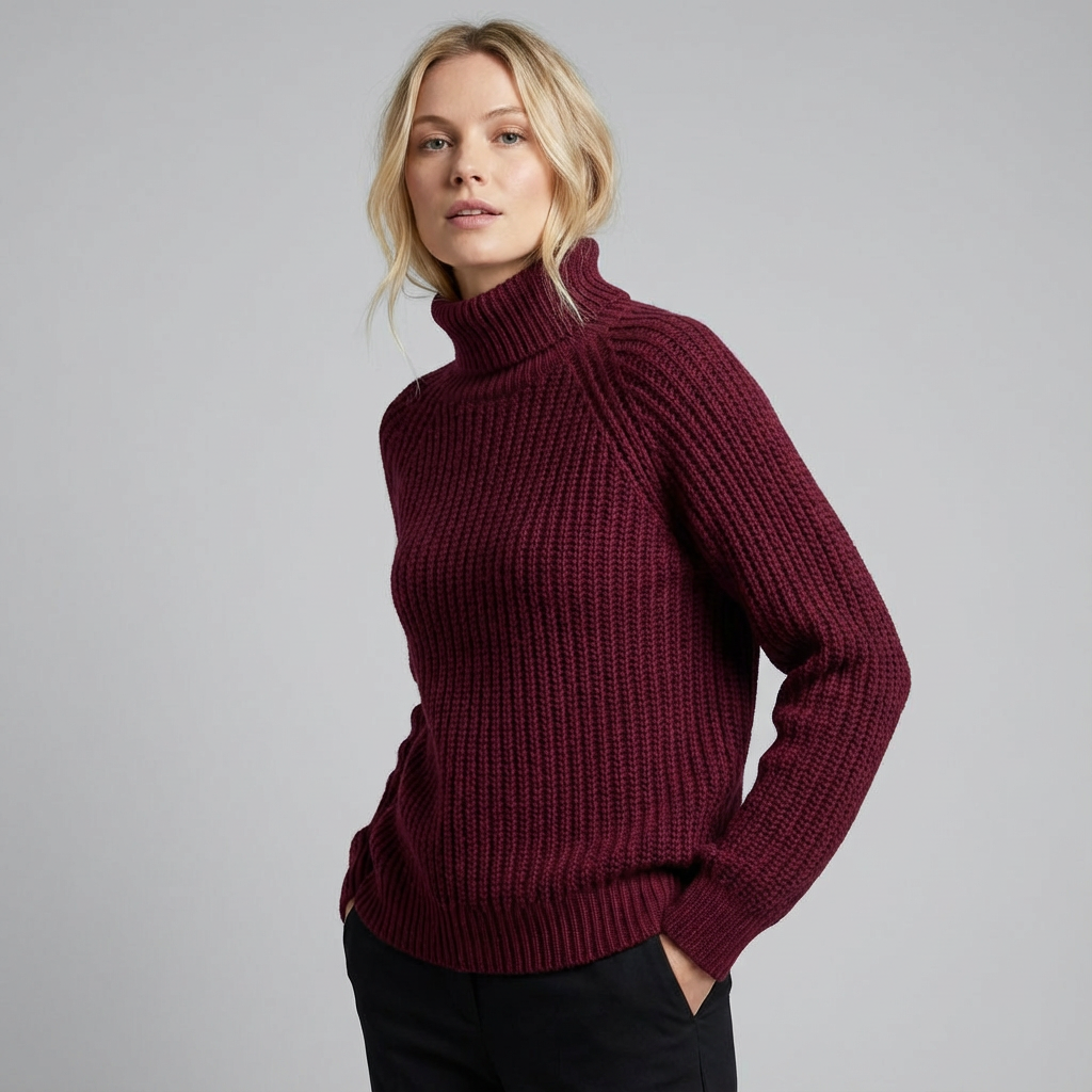 Jersey de cuello alto de punto para mujer con corte relajado