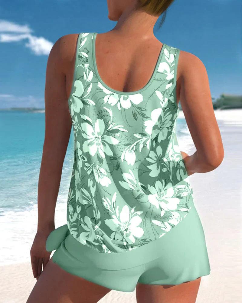 Conjunto de traje de baño tankini de dos piezas elegante para mujer