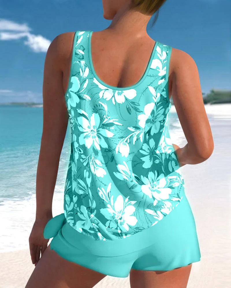 Conjunto de traje de baño tankini de dos piezas elegante para mujer