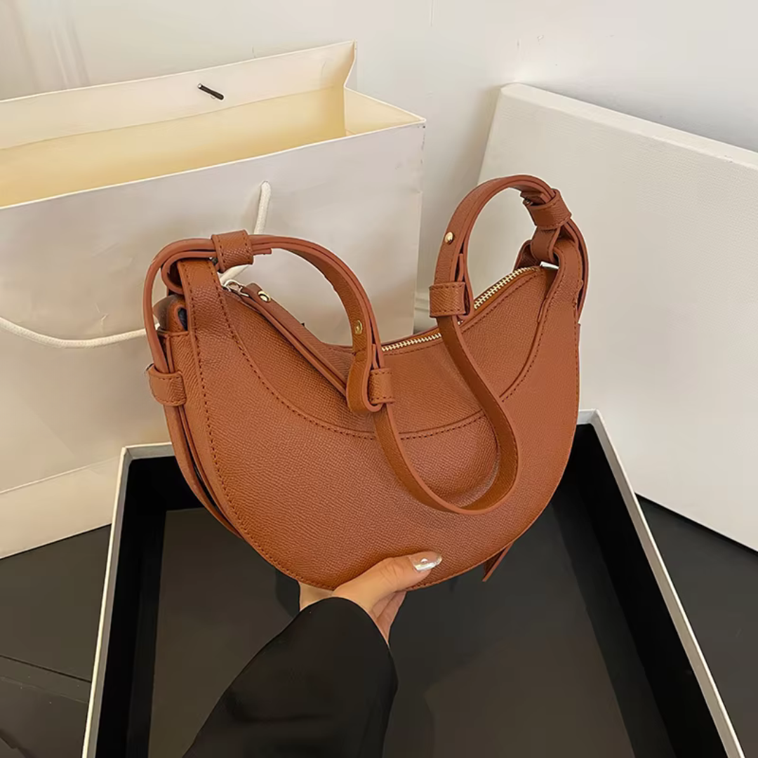 Bolso de hombro Crescent para mujer con bolsillo con cremallera y correa ajustable