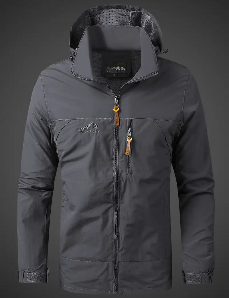 Chaqueta impermeable para hombre con capucha y bolsillos con cremallera para exteriores