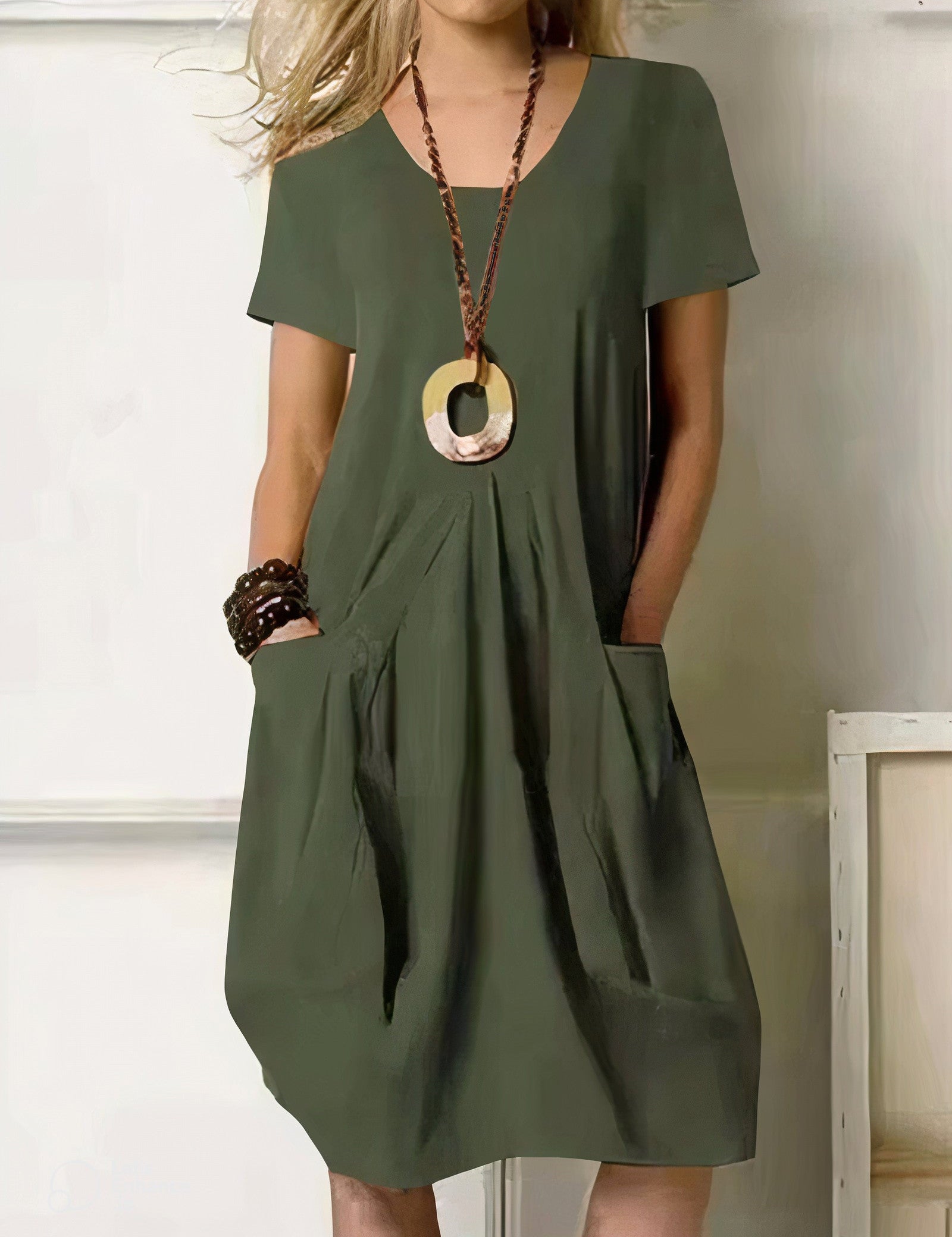 Vestido casual con bolsillos para mujer