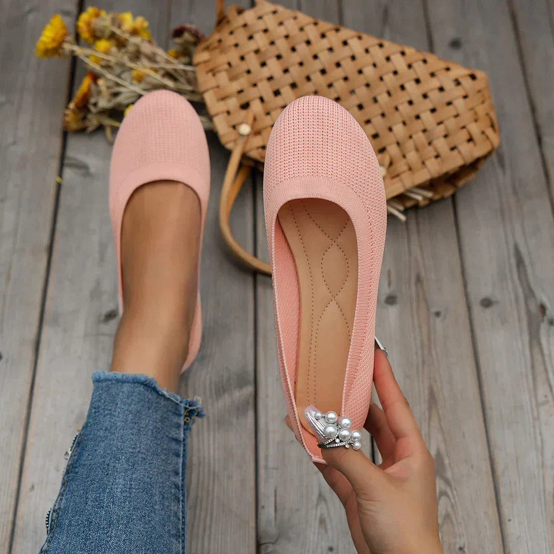 Zapatos antideslizantes de punta redonda para mujer con plantilla suave