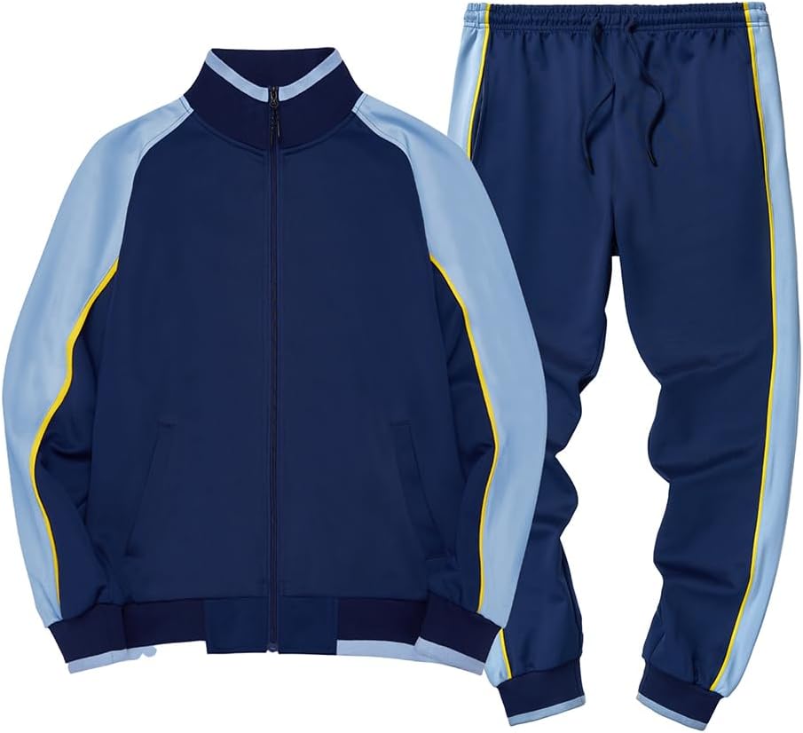 Conjunto deportivo de dos piezas con bloques de color y rayas deportivas para hombre