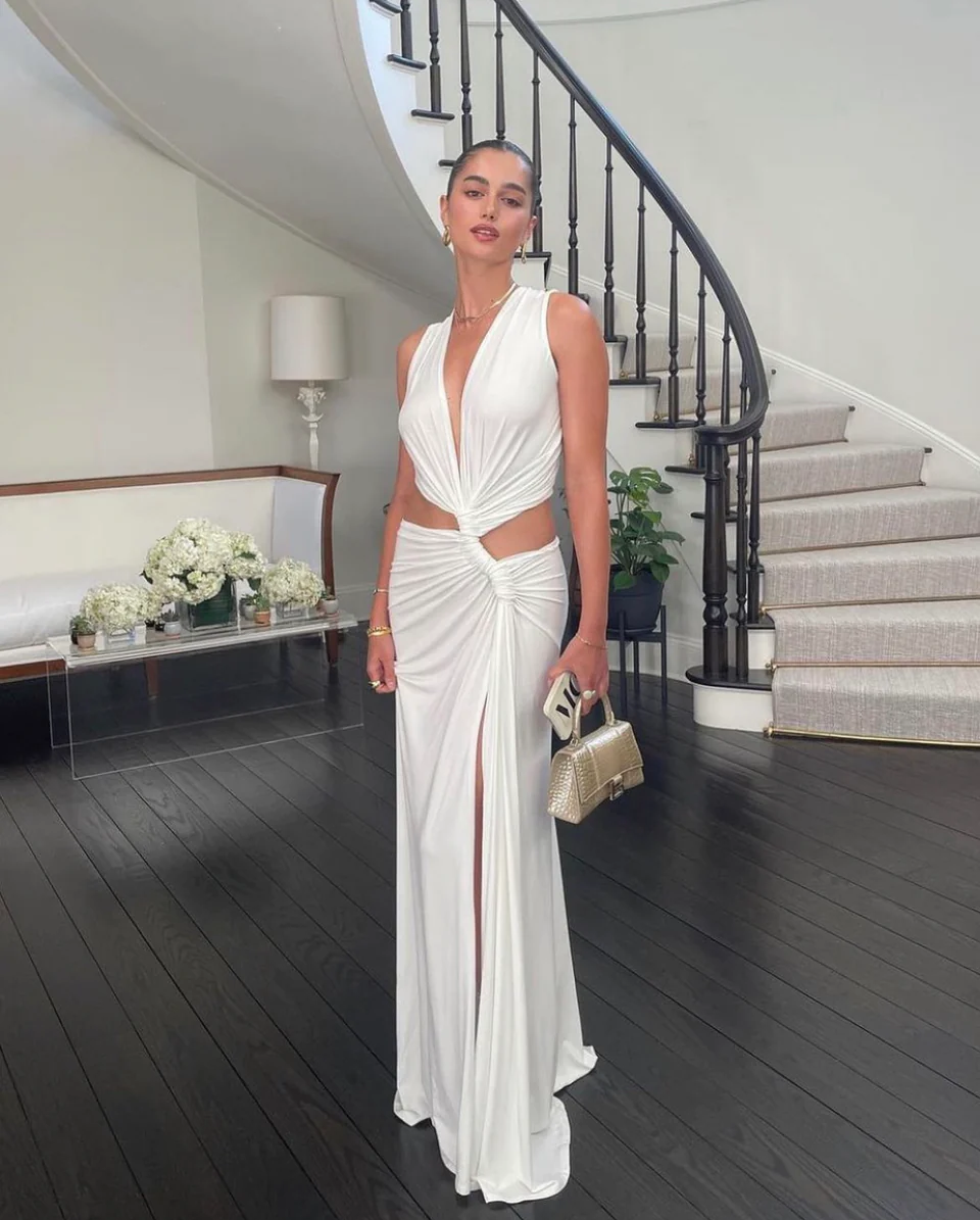Vestido largo con abertura hasta el muslo para mujer