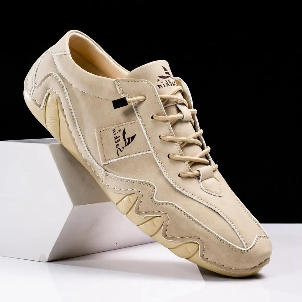 Zapatos casuales con cordones para hombre con costuras en contraste y suela curva