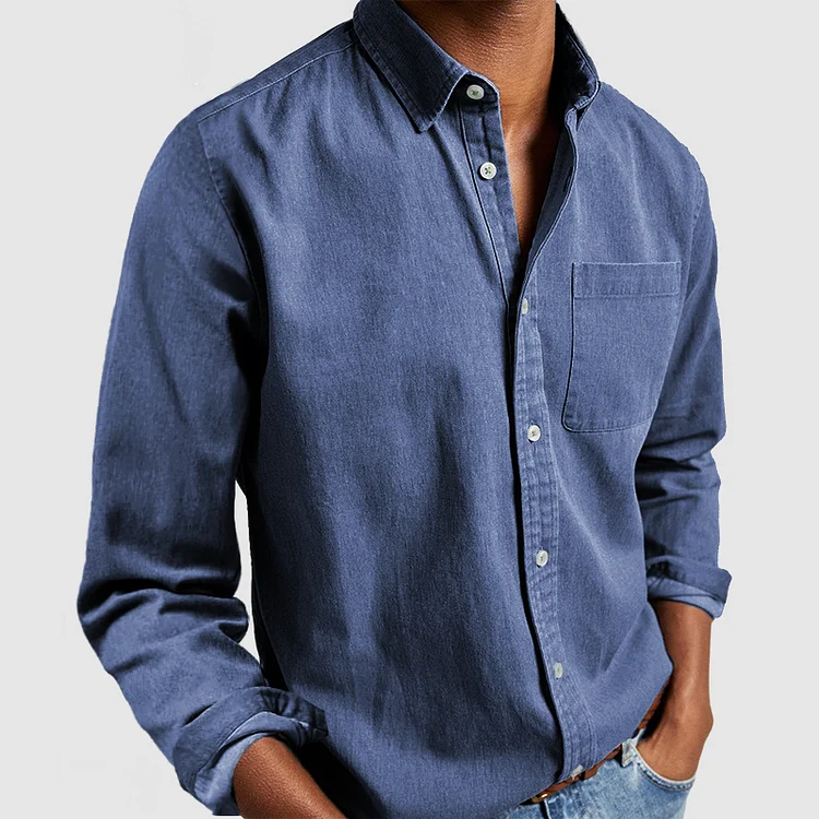 Camisa clásica informal para hombre con tapeta de botones