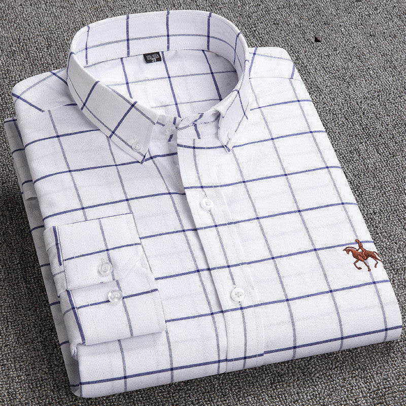 Camisa de cuadros de manga larga con botones para hombre con estilo informal elegante