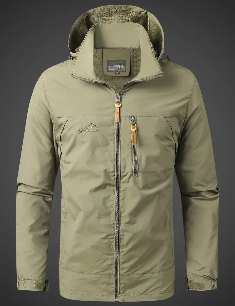 Chaqueta impermeable para hombre con capucha y bolsillos con cremallera para exteriores