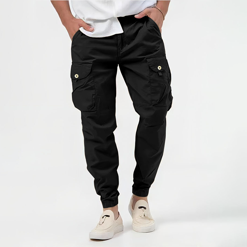 Pantalones cargo para hombre, estilo jogger ajustado con múltiples bolsillos