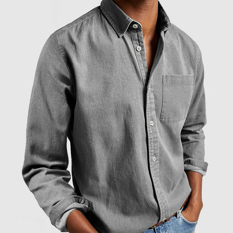 Camisa clásica informal para hombre con tapeta de botones