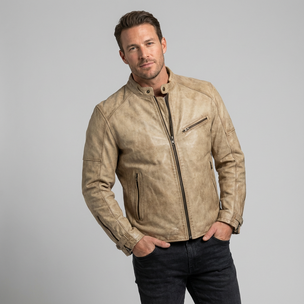 Fernando | Chaqueta de cuero con cuello alto