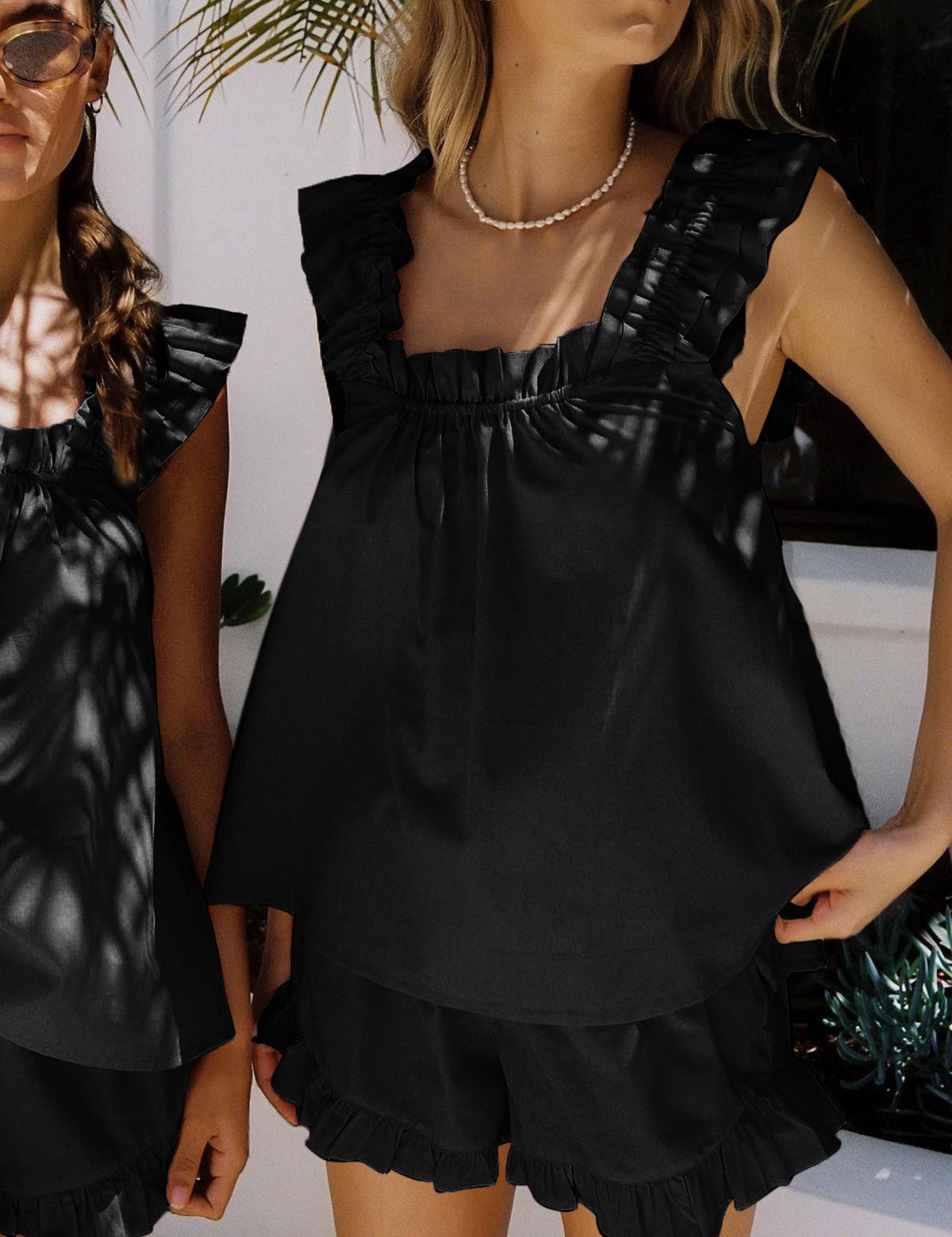 Conjunto de dos piezas para mujer con volantes