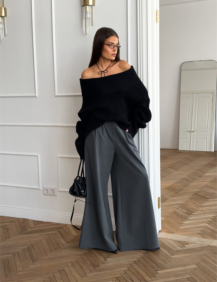 Pantalones de traje de pierna ancha para mujer, pantalones casuales de cintura alta