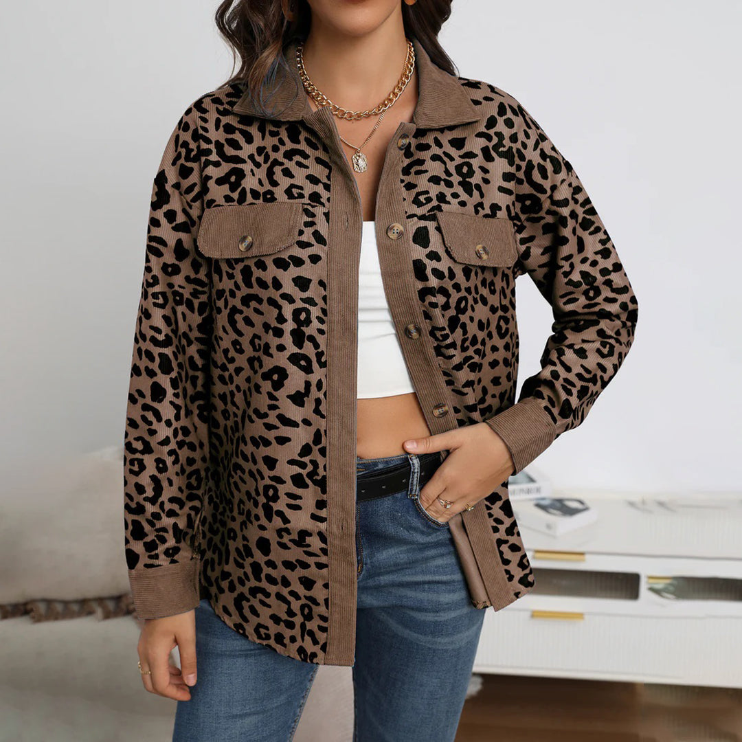 Blazer ajustado con estampado de leopardo para mujer