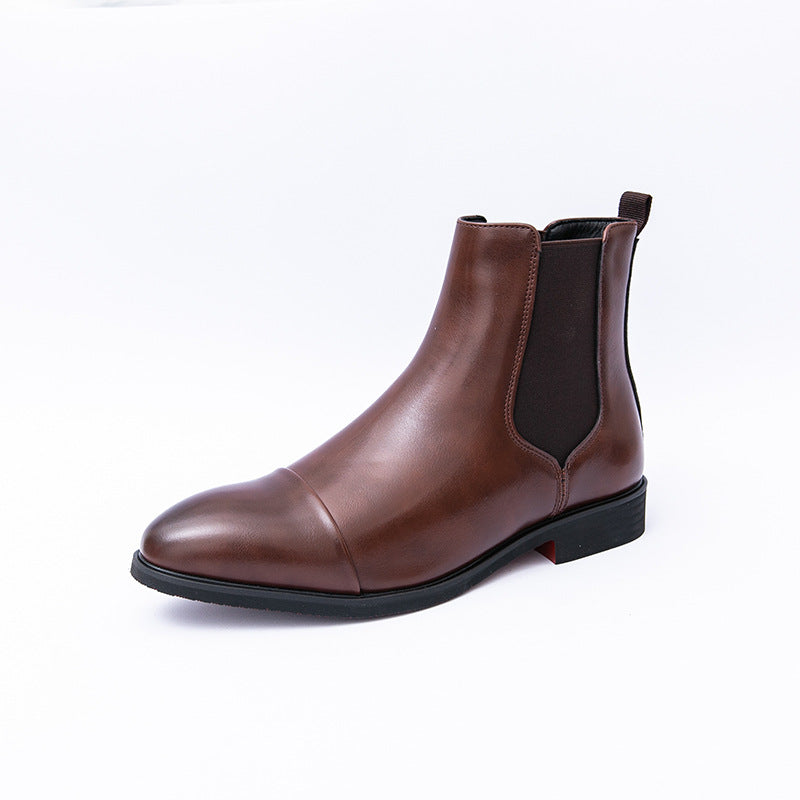 Botines Chelsea para hombre, corte elegante, puntera sin cordones