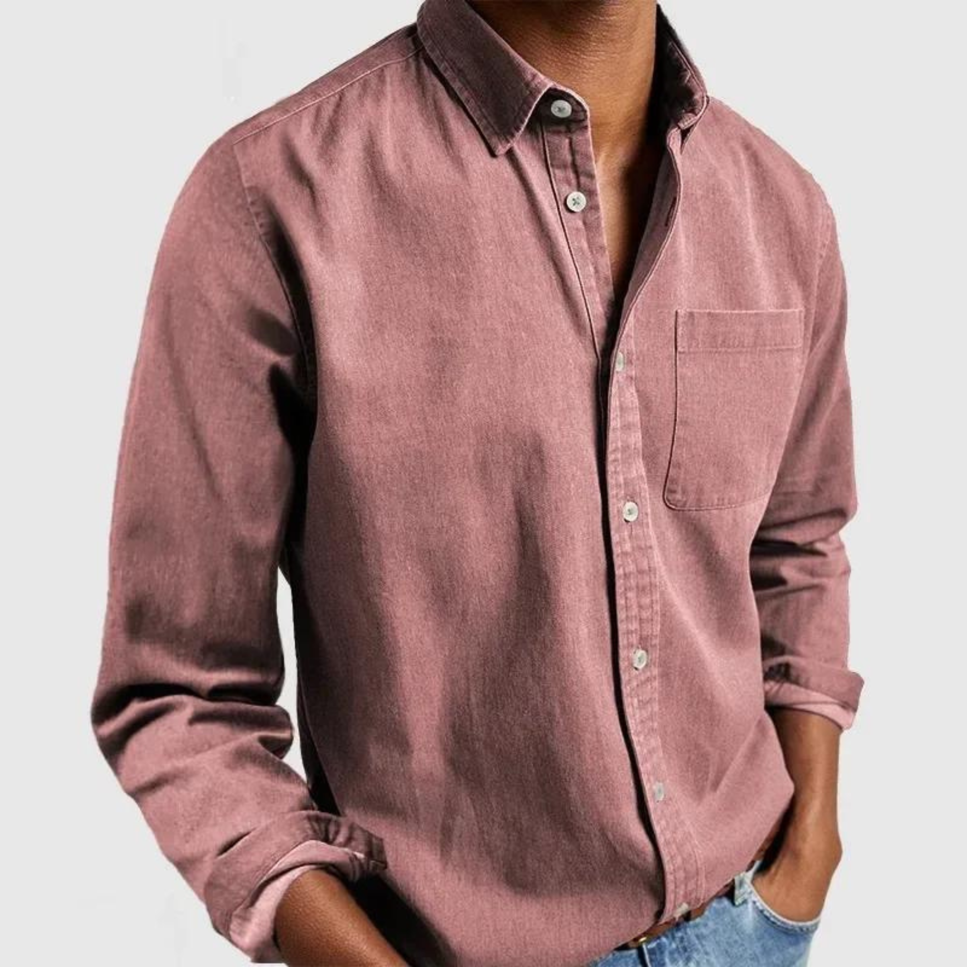 Camisa clásica informal para hombre con tapeta de botones
