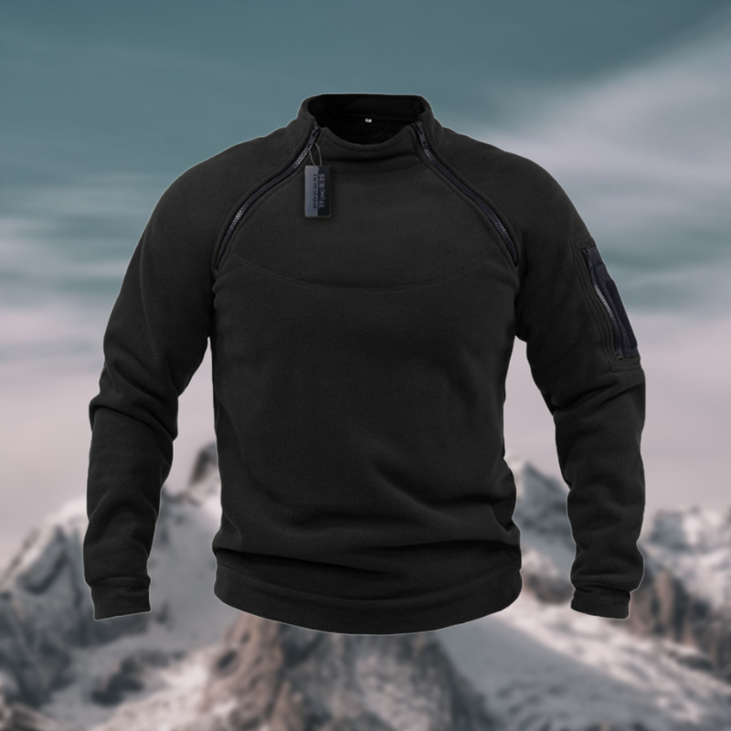 Suéter polar táctico cortavientos para hombre con cuello alto y media cremallera