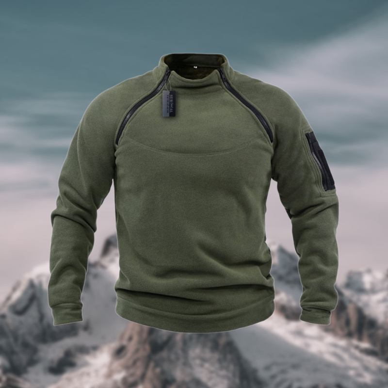Suéter polar táctico cortavientos para hombre con cuello alto y media cremallera