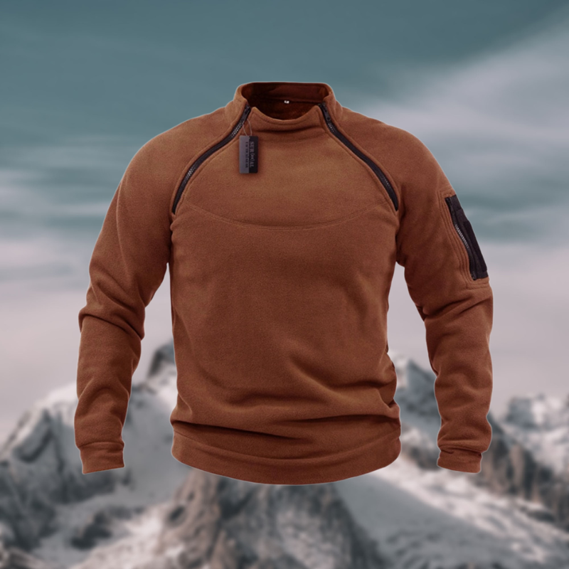 Suéter polar táctico cortavientos para hombre con cuello alto y media cremallera