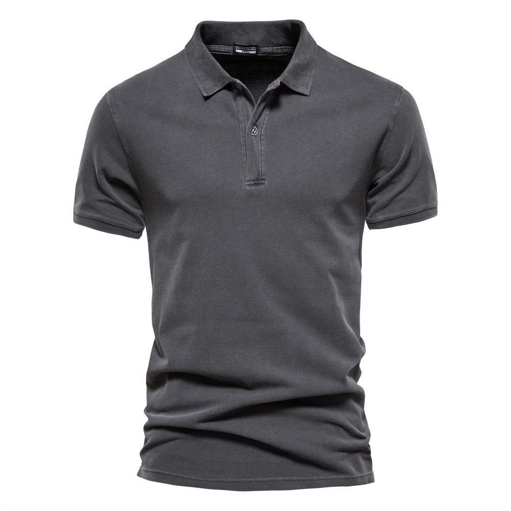 Polo ajustado para hombre con cuello clásico y tapeta de botones