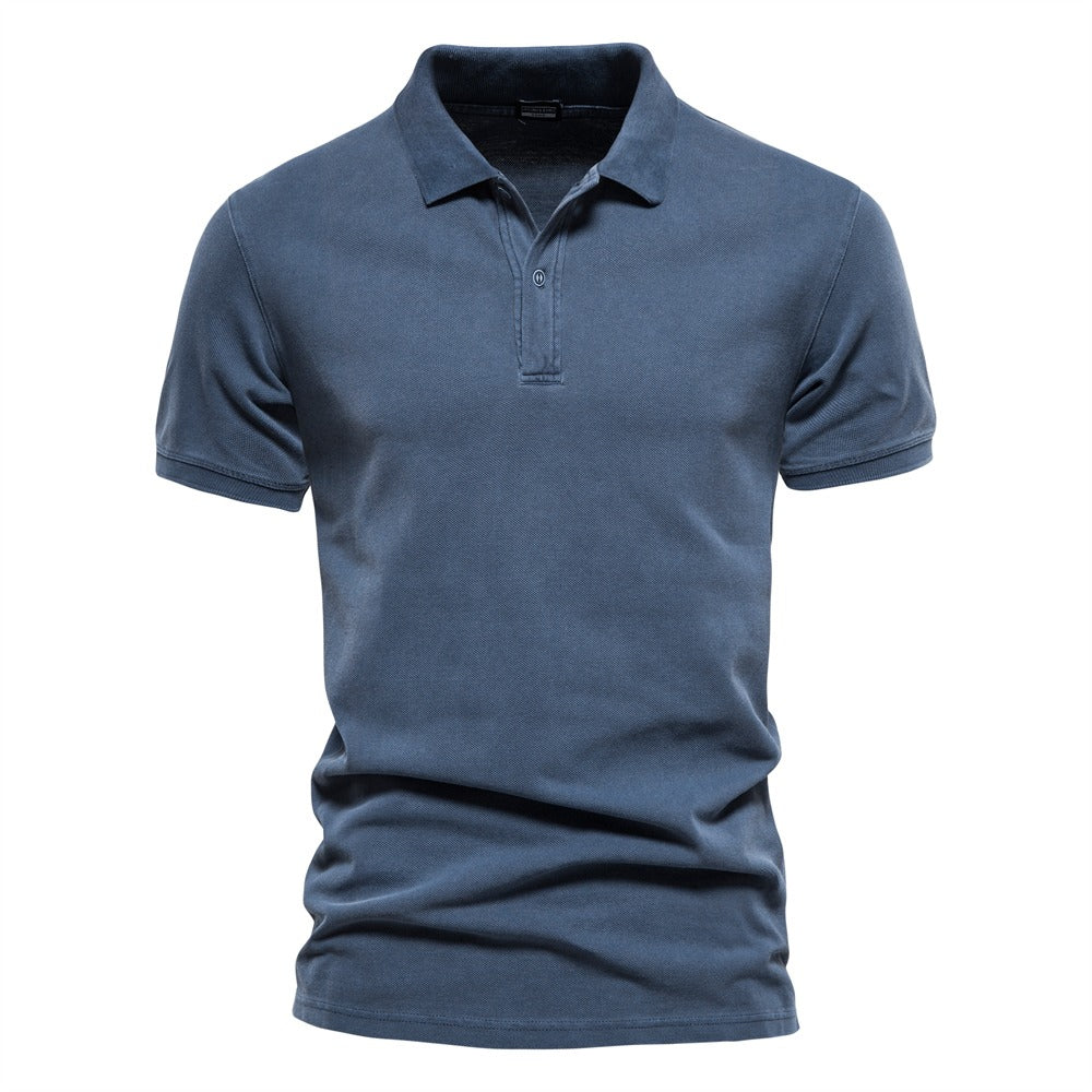 Polo ajustado para hombre con cuello clásico y tapeta de botones