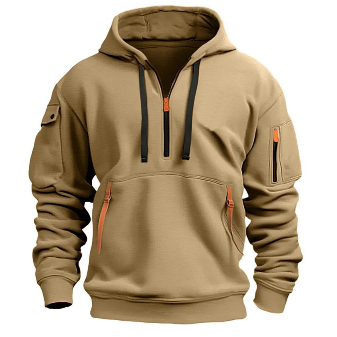 Sudadera urbana utilitaria con media cremallera y bolsillos con cremallera para hombre