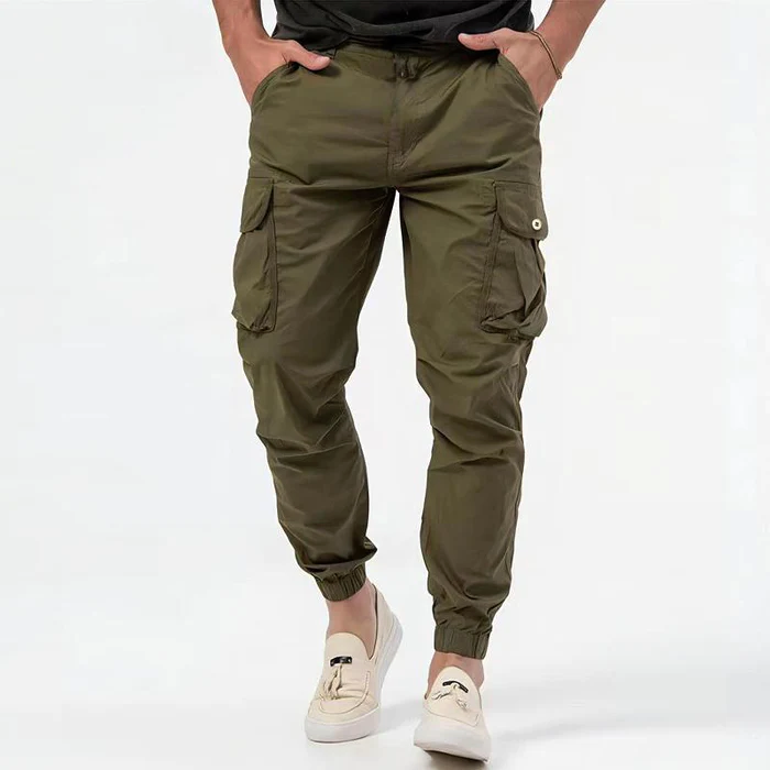 Pantalones cargo para hombre, estilo jogger ajustado con múltiples bolsillos