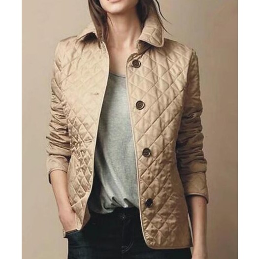 Chaqueta bomber acolchada con botones y puños plegables para mujer