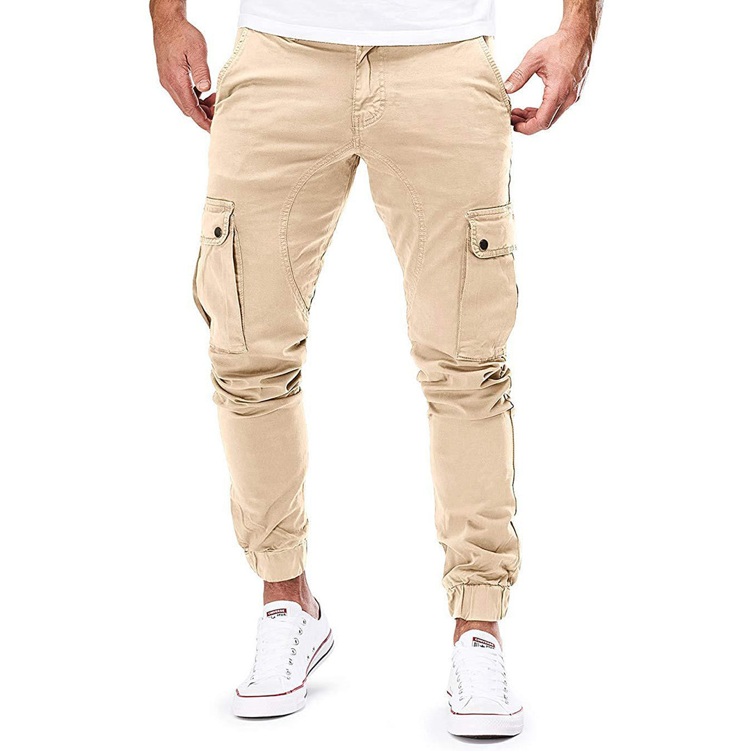 Pantalones cargo para hombre, corte ajustado, multibolsillos, estilo jogger informal