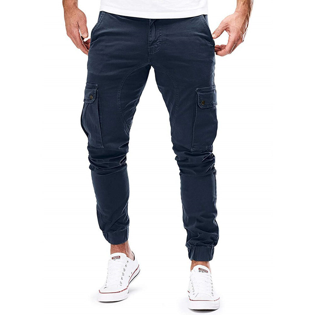 Pantalones cargo para hombre, corte ajustado, multibolsillos, estilo jogger informal