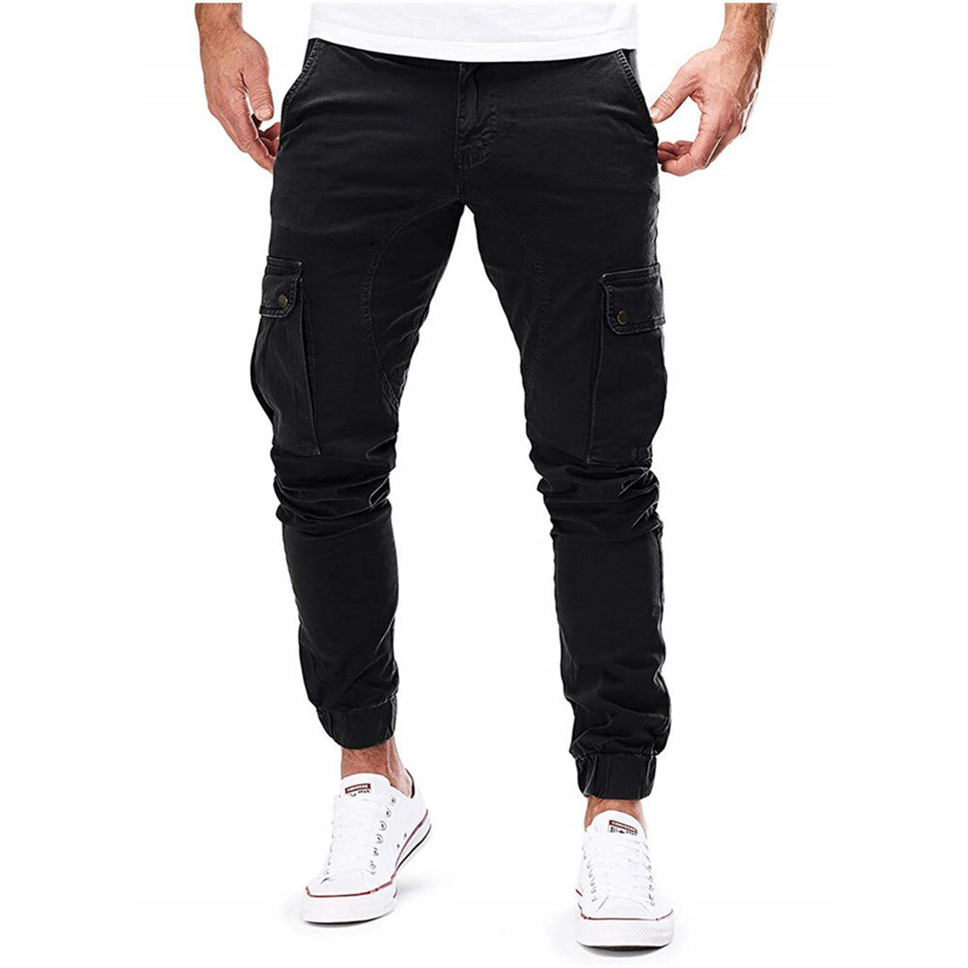 Pantalones cargo para hombre, corte ajustado, multibolsillos, estilo jogger informal