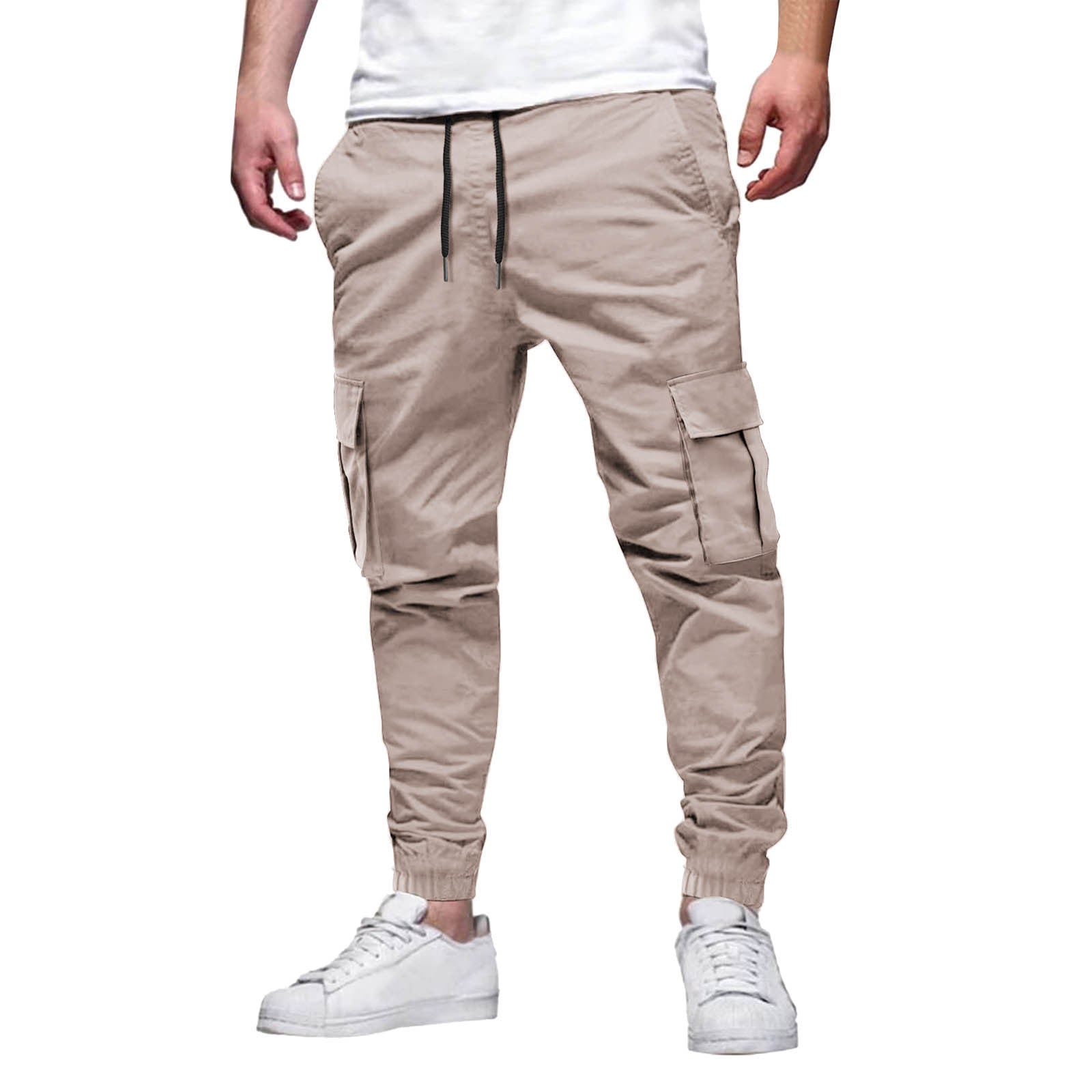 Pantalones cargo ajustados para hombre con cintura y puños elásticos